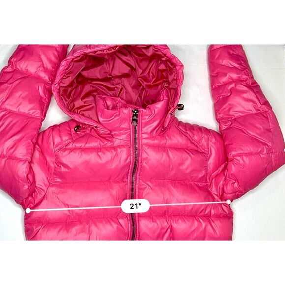 Guess 119RN716 Mens Midweight Hooded Puffer Coat Pink SMALL Winter Zipper Pocket - Picture 9 of 12